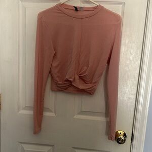 Glittery pink crop top with front twist